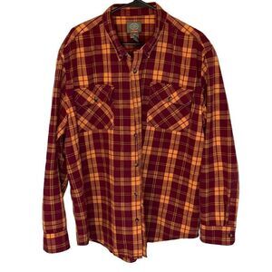 St.John’s Bay Plaid Button Down. Men’s Size XXL. Maroon/Orange. Cotton. Outdoor.